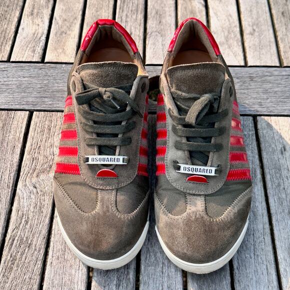 Dsquared2 Sneakers Men Size 44 EU 11 US Green Red Suede Canvas Shoes VGP - Picture 2 of 15